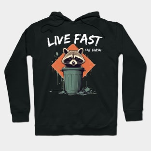 Live Fast Eat Trash Raccoon Hoodie